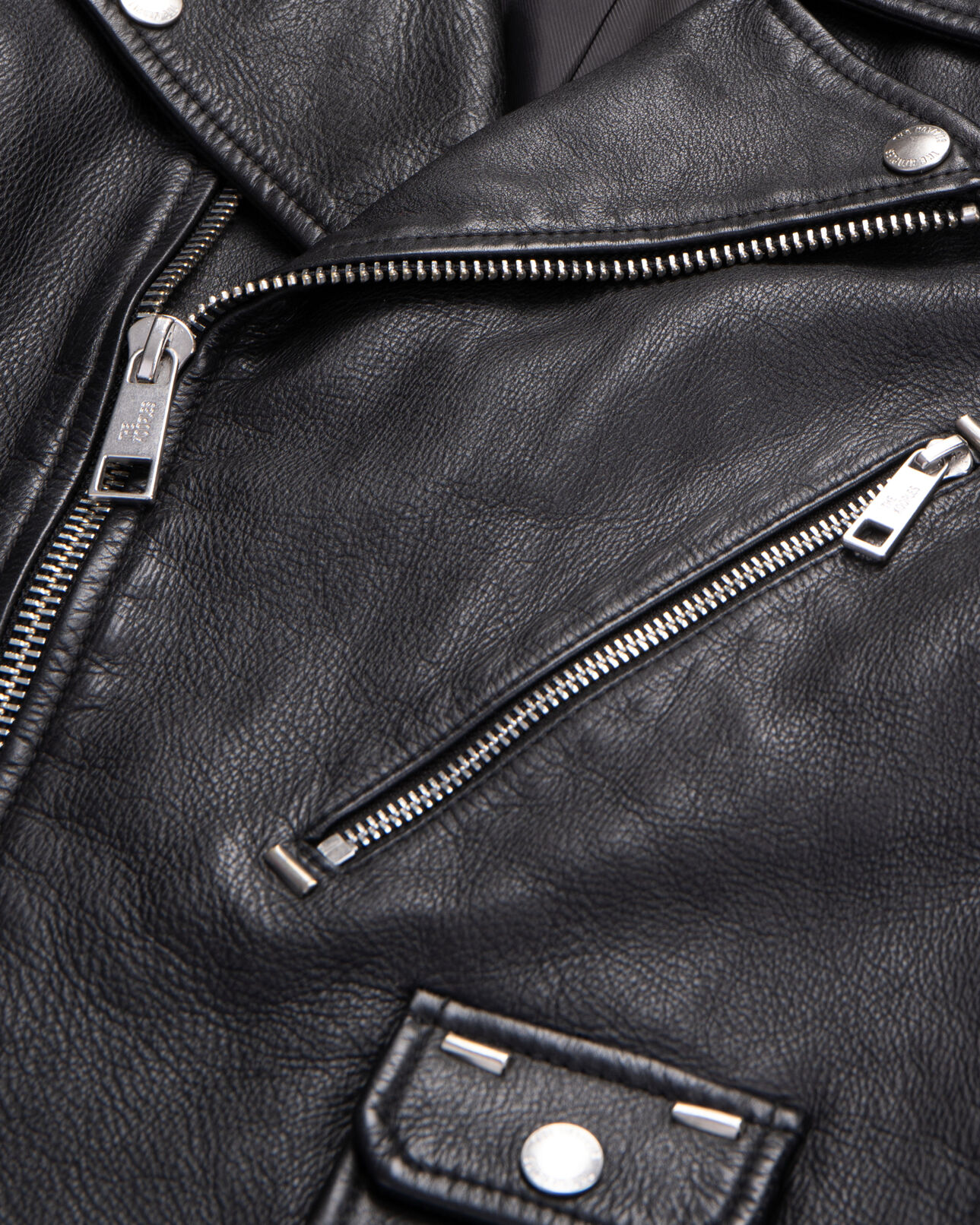 The Kooples HOMME BLACK blouson biker avec studs en cuir noir