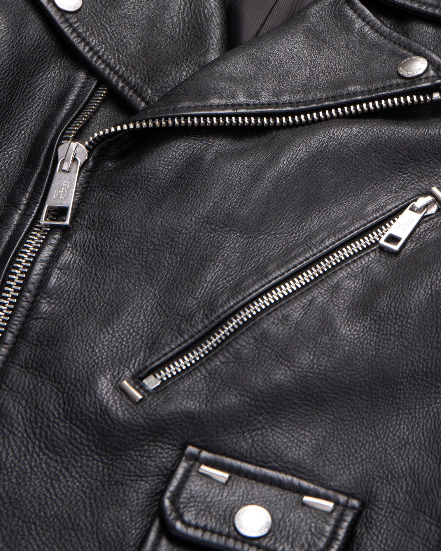 Blouson biker avec studs en cuir noir, BLACK, hi-res image number null