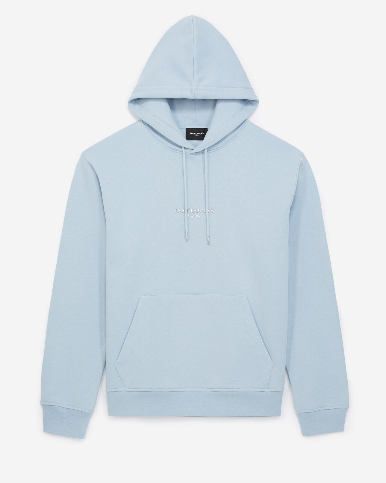 The Kooples HOMME CHAMBRAY BLUE sweat capuche coton bleu à logo argenté