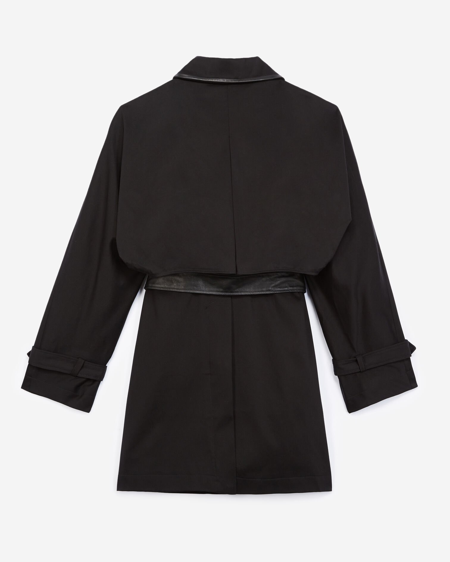 Black cotton trench coat, BLACK, hi-res image number null