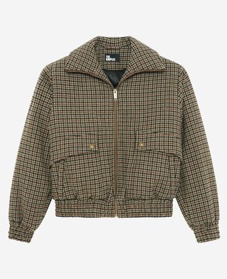 The Kooples FEMME CAMEL / BEIGE blouson pied de poule en laine camel
