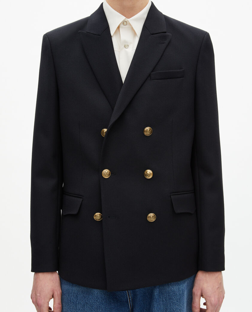 The Kooples HOMME DARK NAVY veste en laine bleu marine