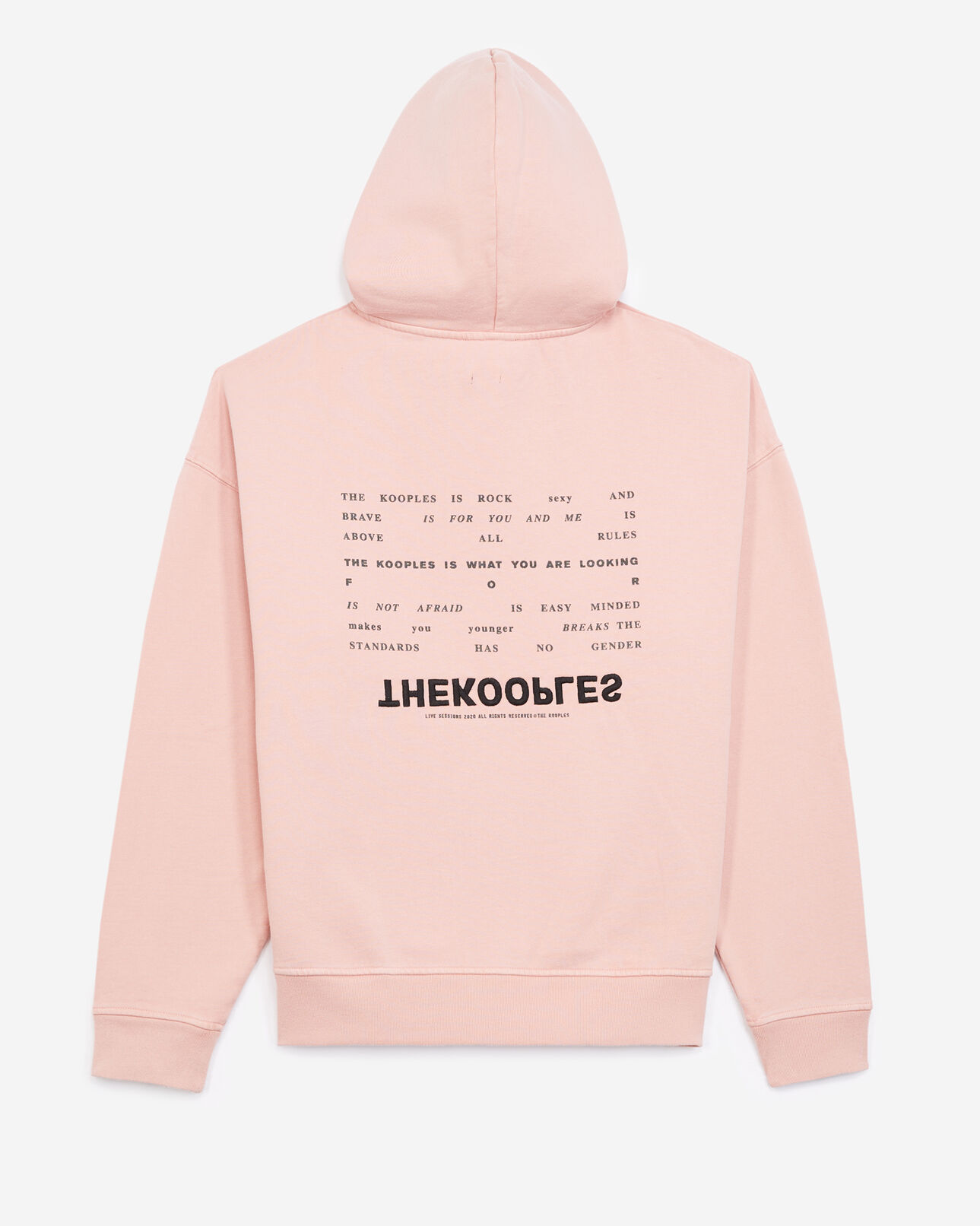 The Kooples HOMME LIGHT PINK sweat à capuche rose brodé the kooples