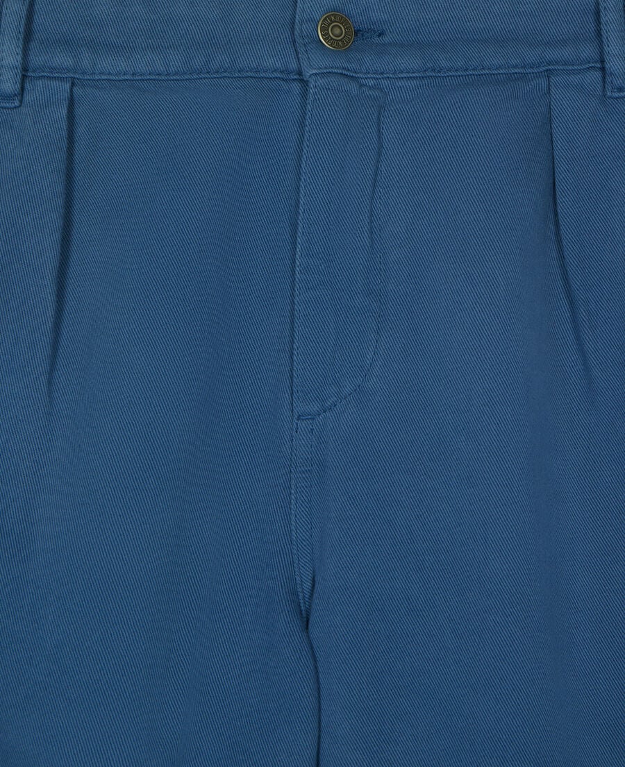 The Kooples HOMME MIDDLE NAVY short cargo en coton et lin bleu