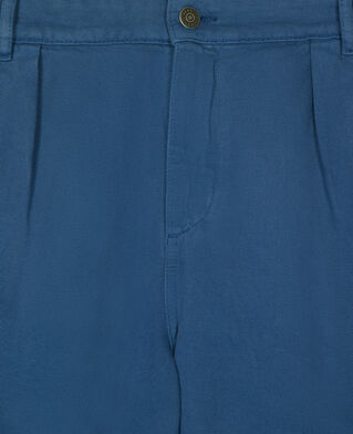 The Kooples HOMME MIDDLE NAVY short cargo en coton et lin bleu