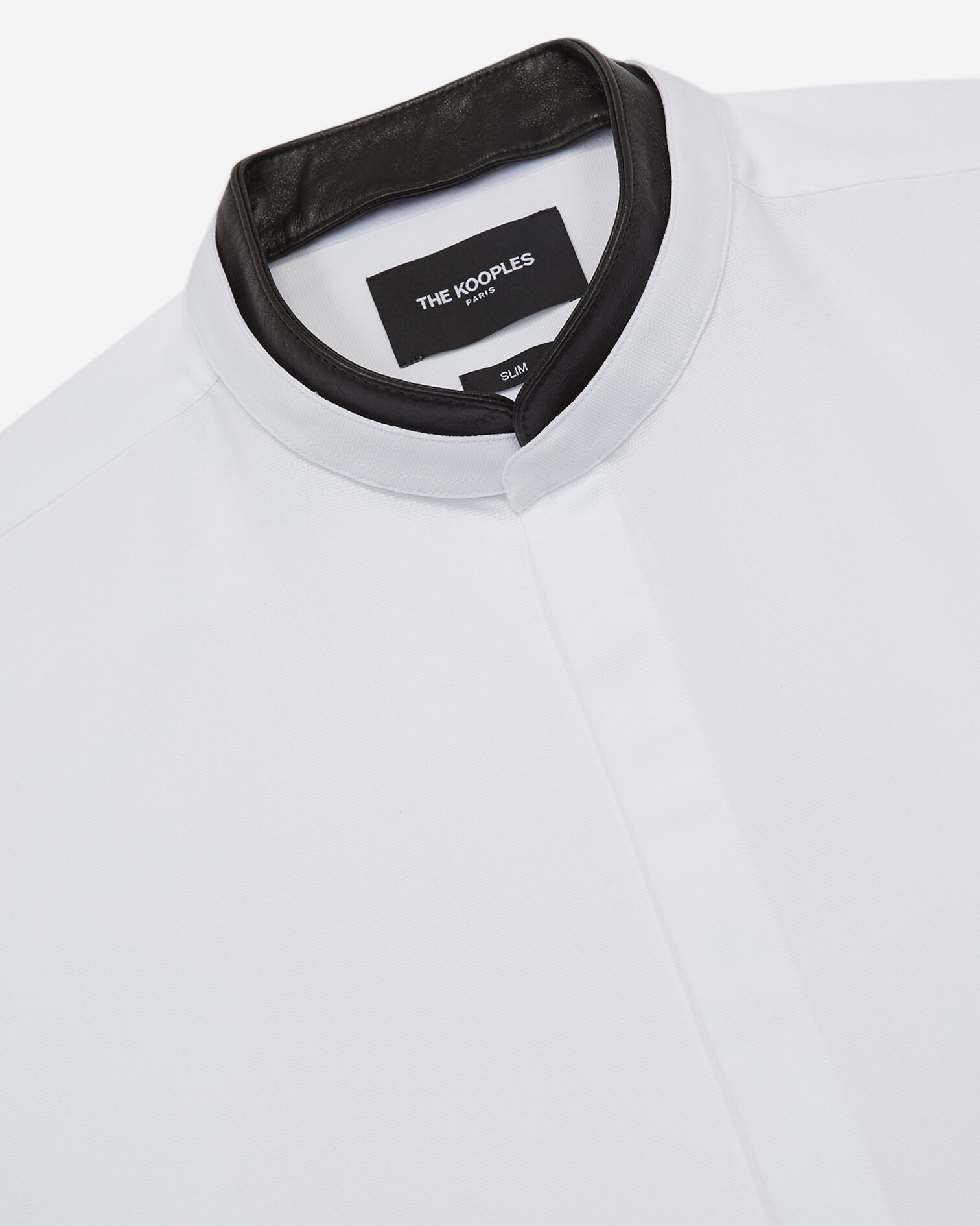 Shirt with leather officer collar, removable, WHITE, hi-res image number null