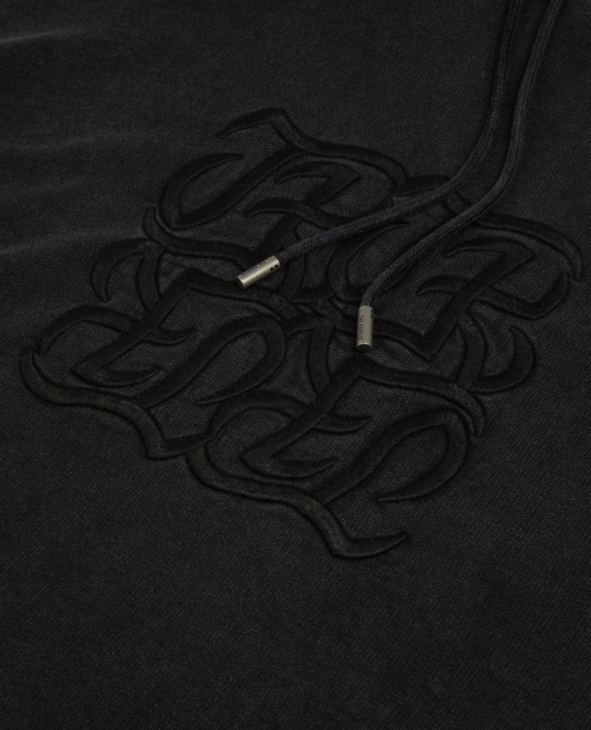 Black hoodie with logo embroidery, BLACK WASHED, hi-res image number null