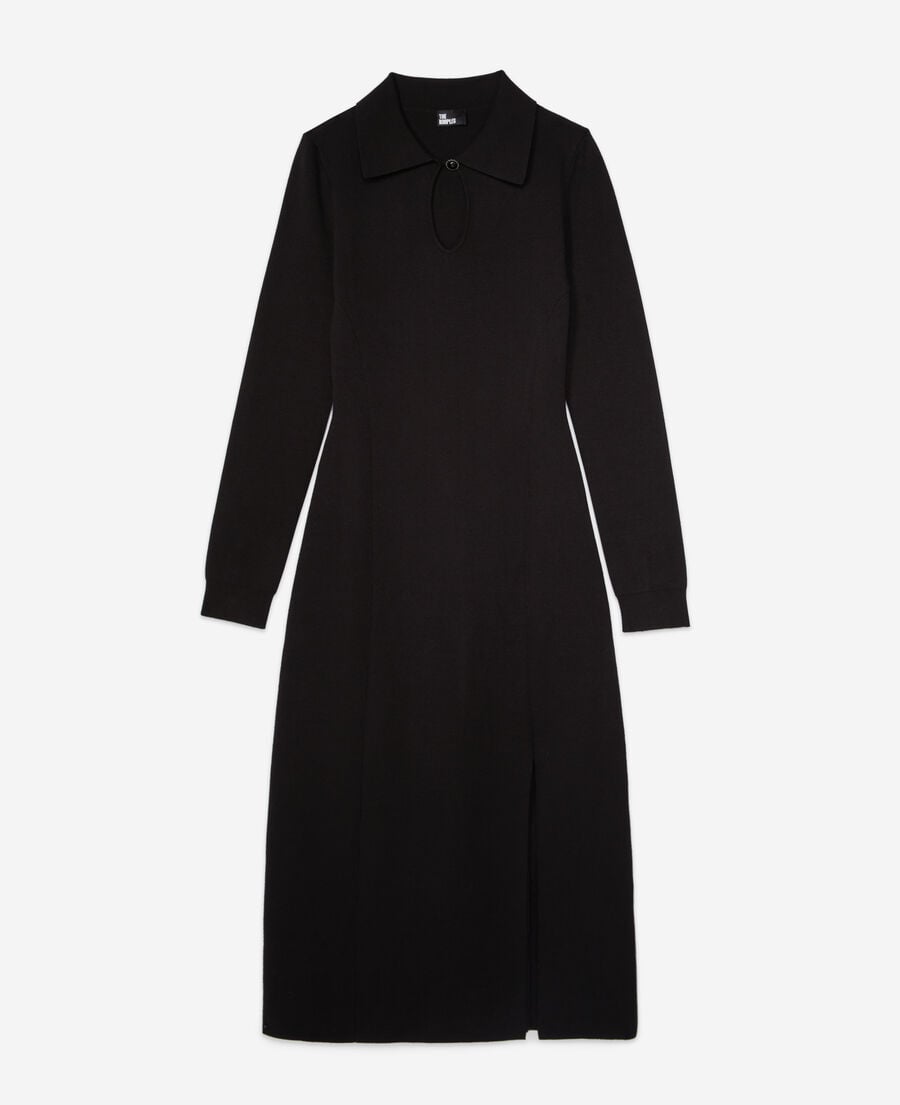 The Kooples FEMME BLACK robe longue en maille noire