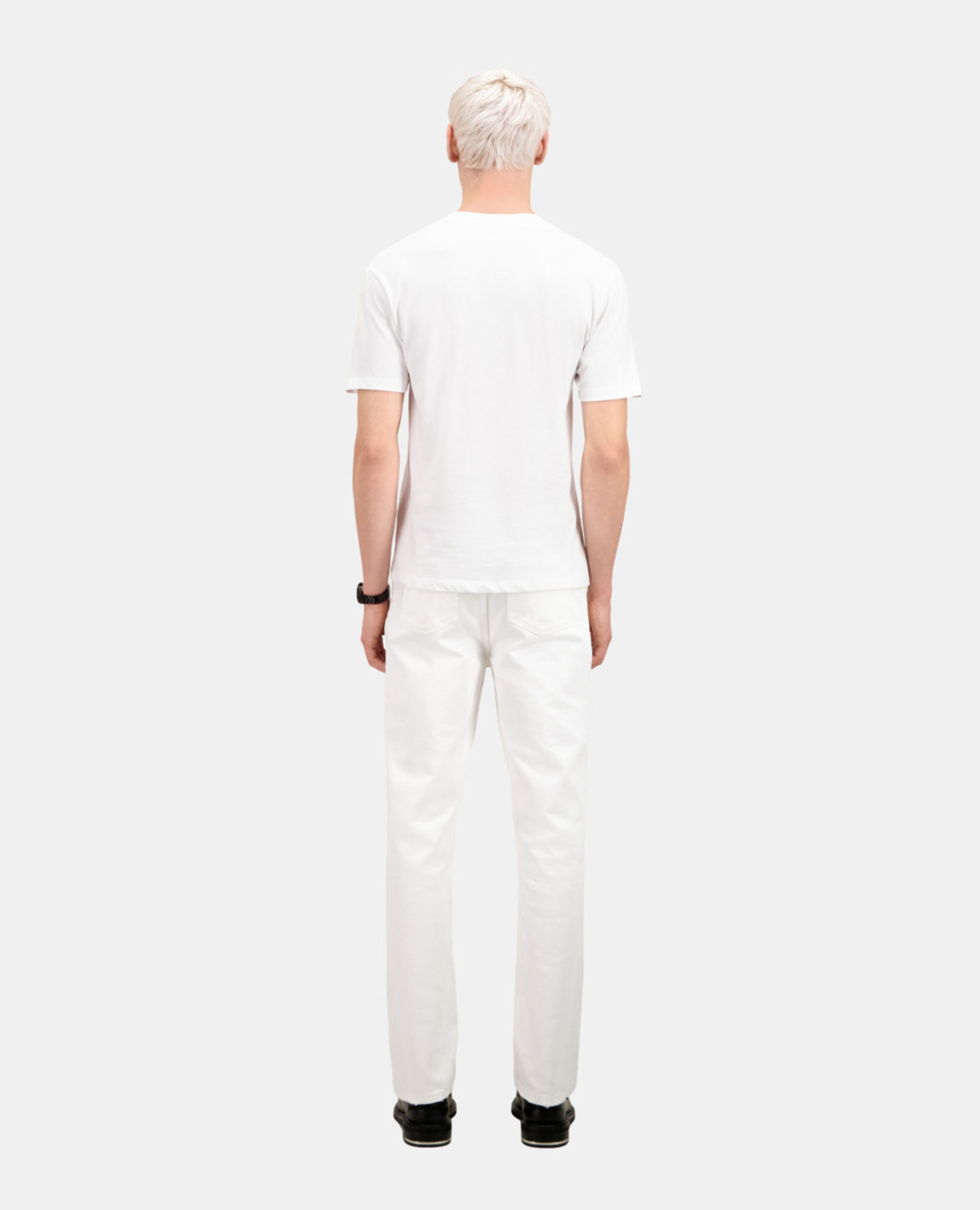 Men's white t-shirt with dagger through heart embroidery, WHITE, hi-res image number null