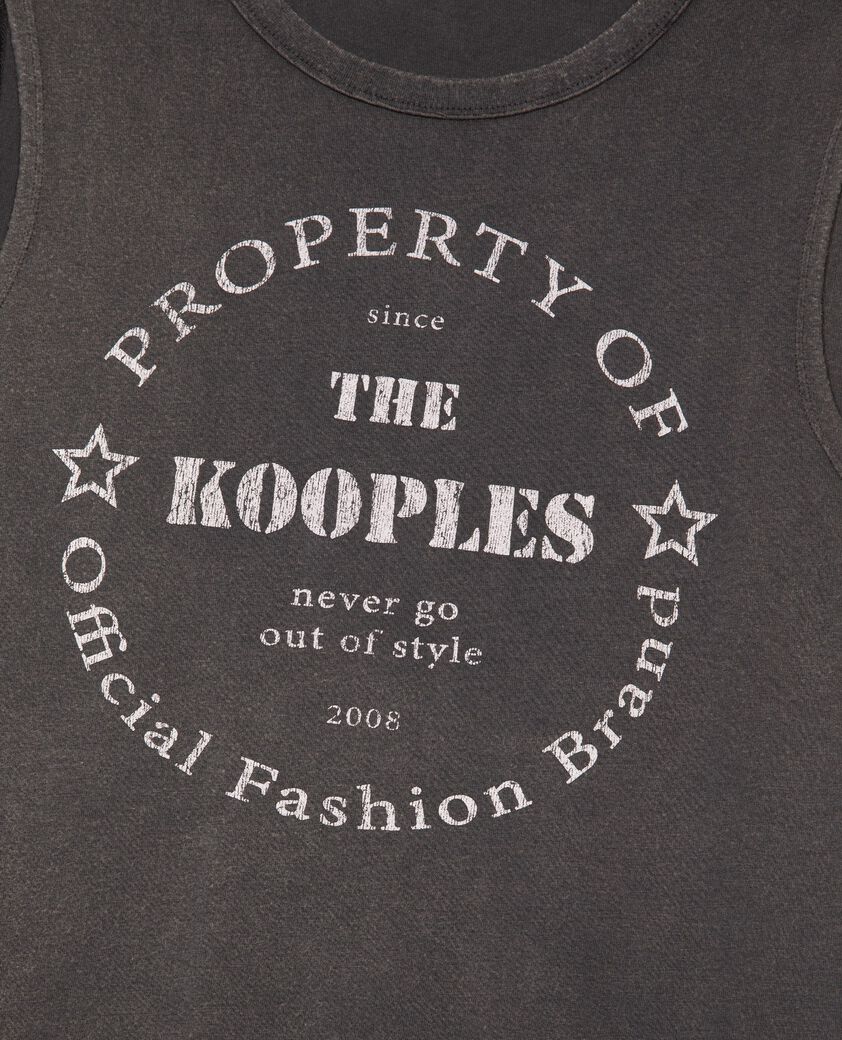 The Kooples FEMME BLACK WASHED débardeur avec sérigraphie noir délavé