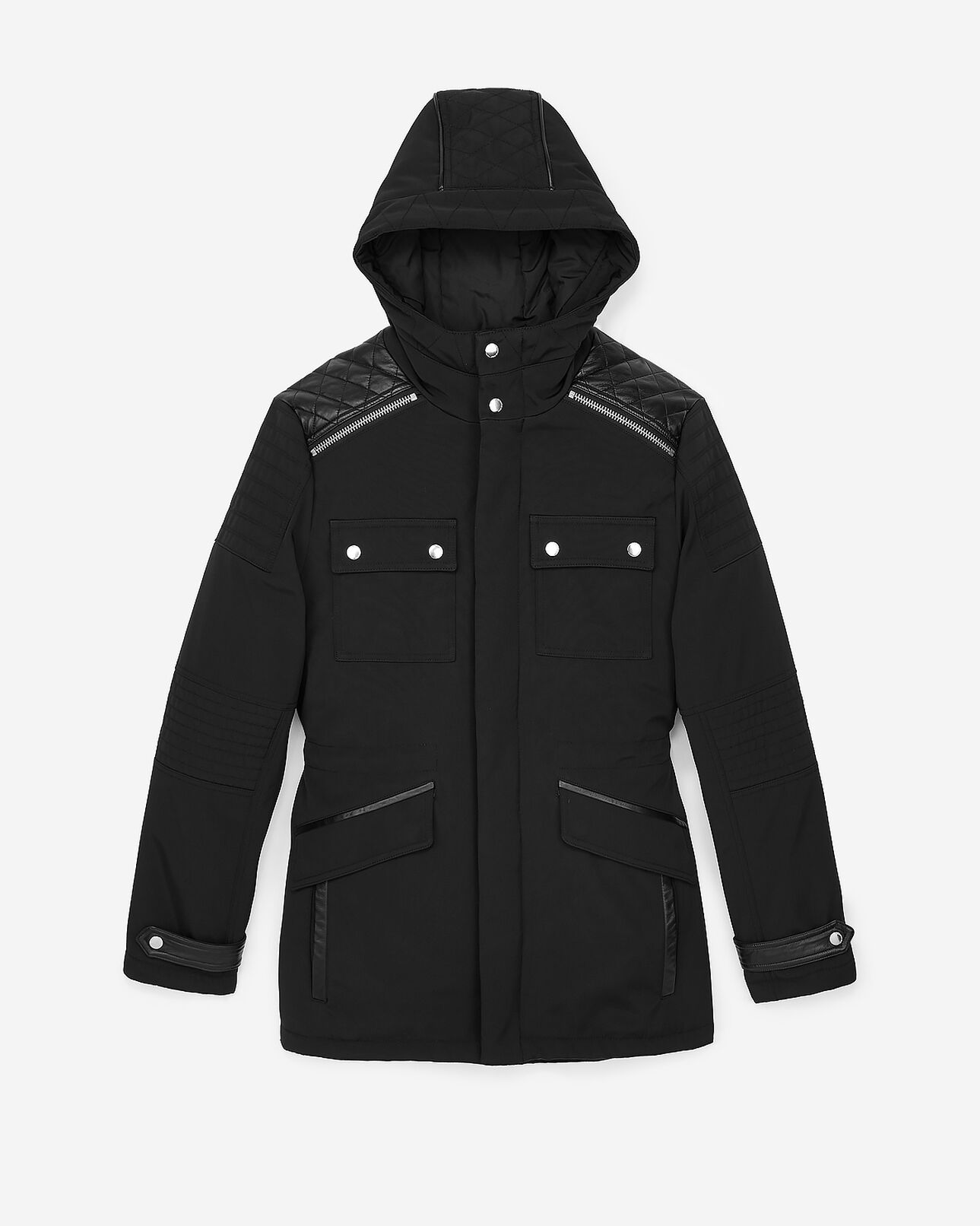 The Kooples MEN BLACK mid-length black parka