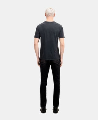 The Kooples HERREN BLACK WASHED schwarzes t-shirt mit vintage-skull-siebdruck