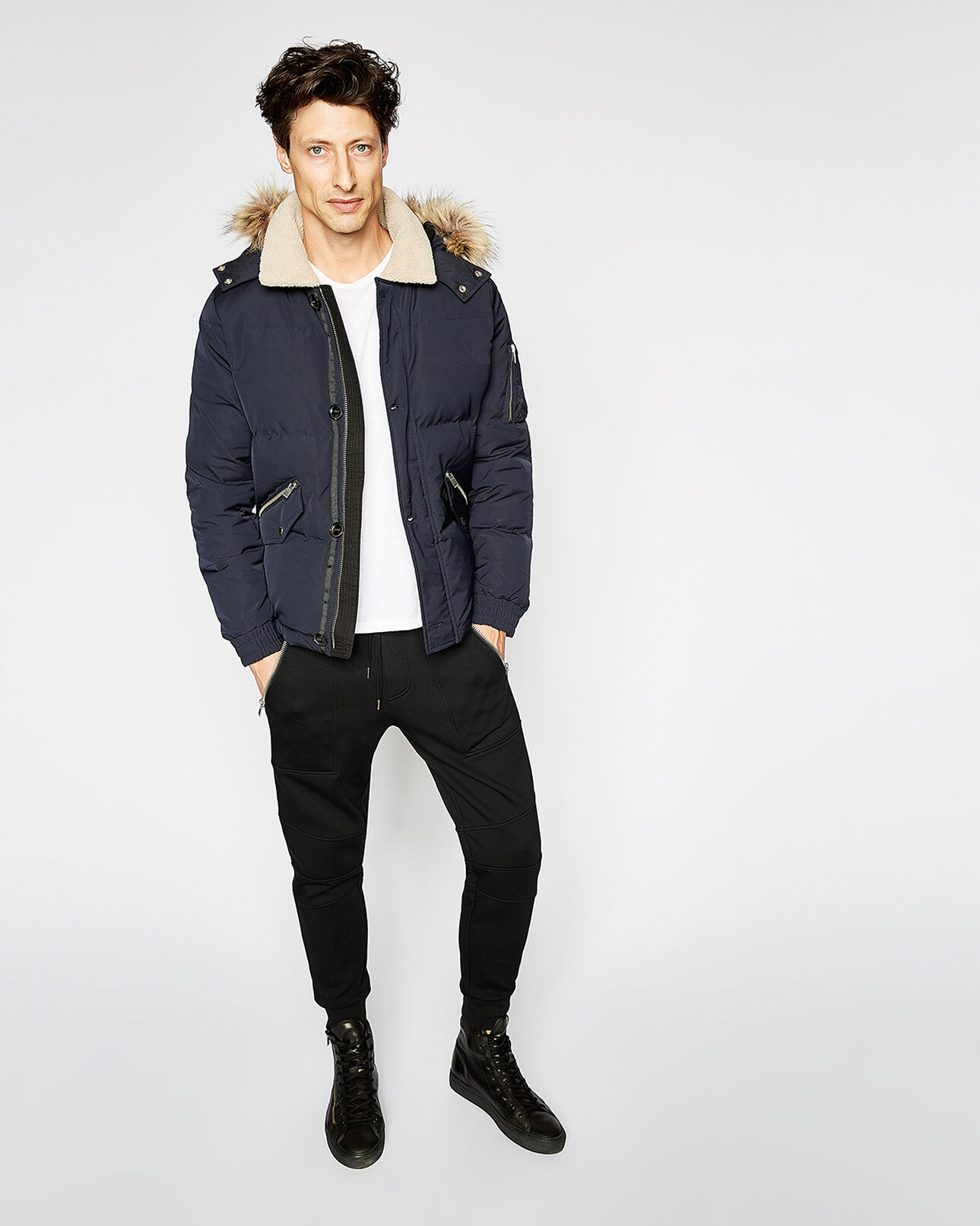 The Kooples MEN NAVY short navy blue down jacket