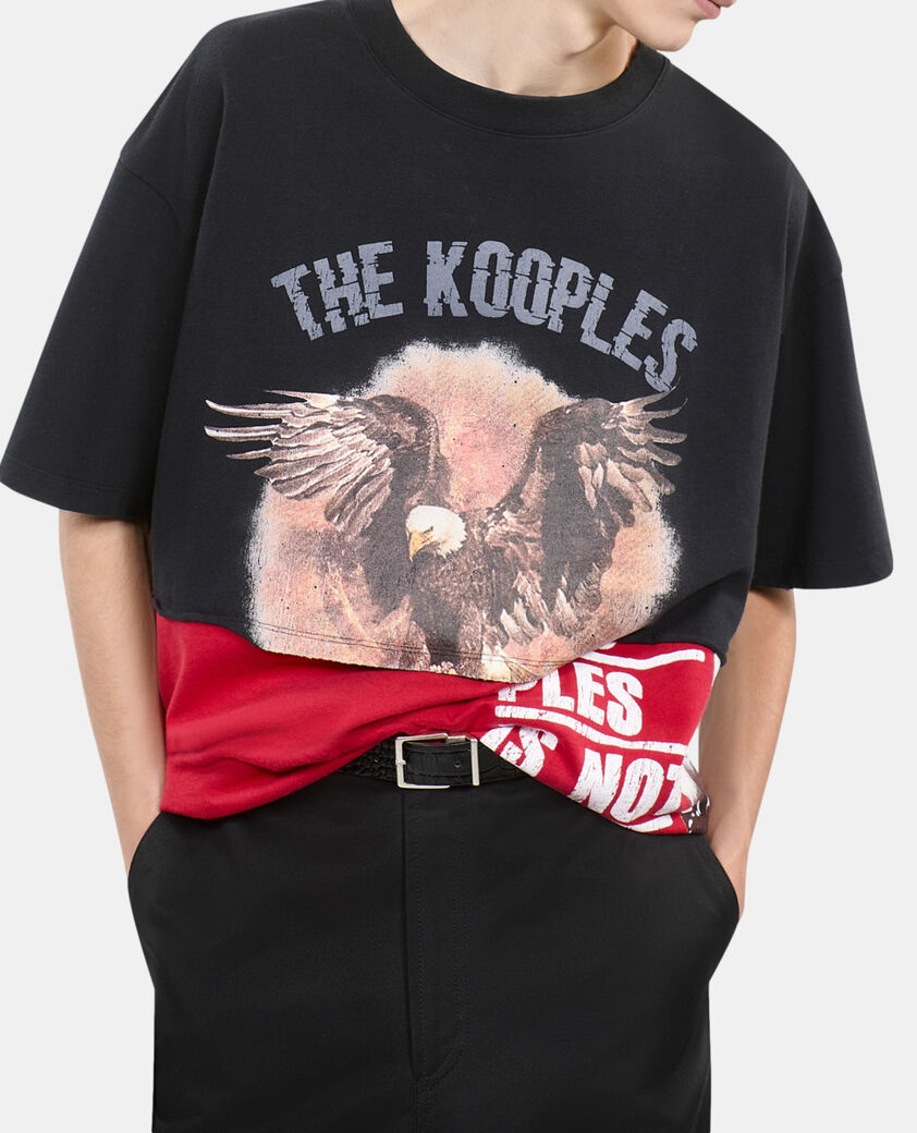 The Kooples HOMME BLACK WASHED t-shirt &agrave; s&eacute;rigraphie noir