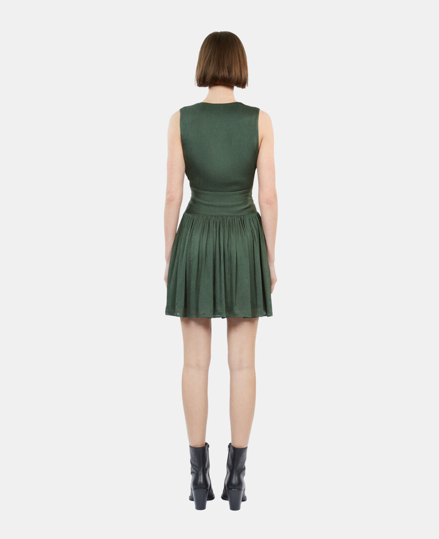 The Kooples FEMME WOOD KAKI robe courte tissu crinkle verte
