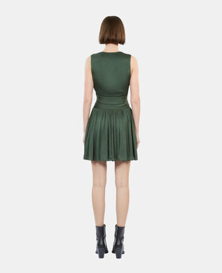 The Kooples F WOOD KAKI short green crinkle fabric dress