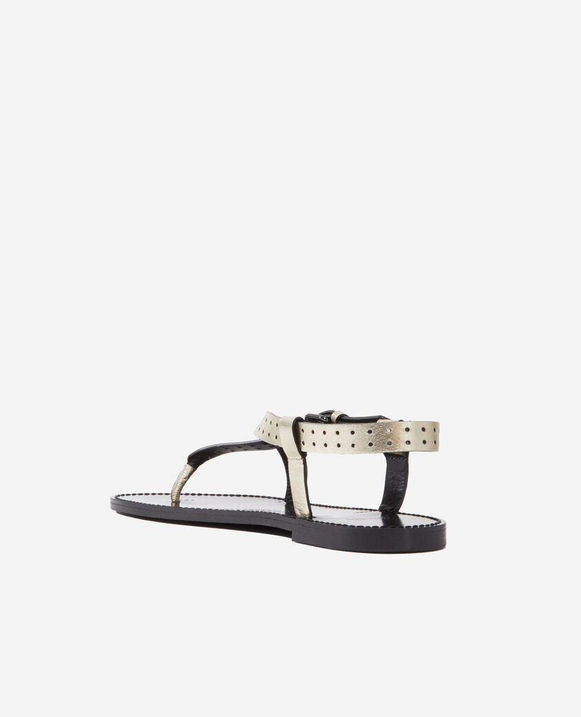 The Kooples WOMEN GOLD gold sandals in perforated leather