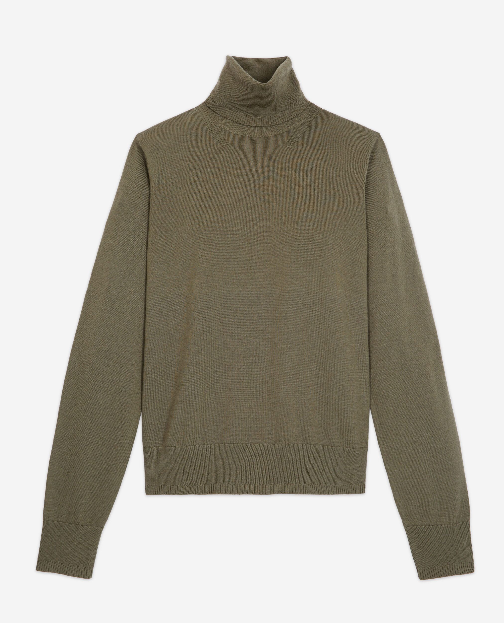 Khaki merino sweater, ALGUE, hi-res image number null