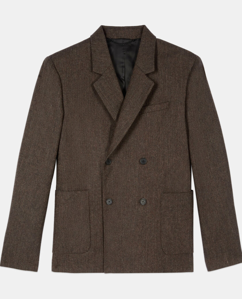 The Kooples HERREN BROWN braune anzugjacke aus wolle