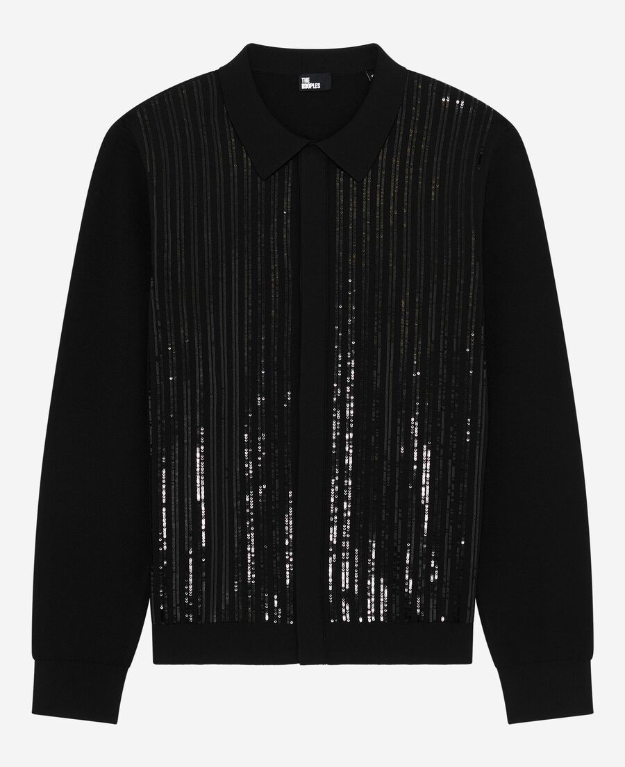 The Kooples HOMME BLACK cardigan à sequins noir