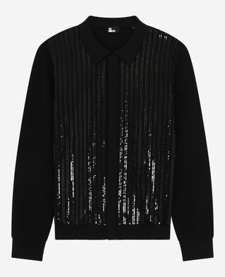 The Kooples HOMME BLACK cardigan à sequins noir