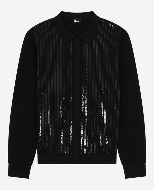 The Kooples HOMME BLACK cardigan à sequins noir