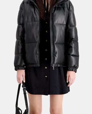 The Kooples F BLACK black faux leather puffer jacket