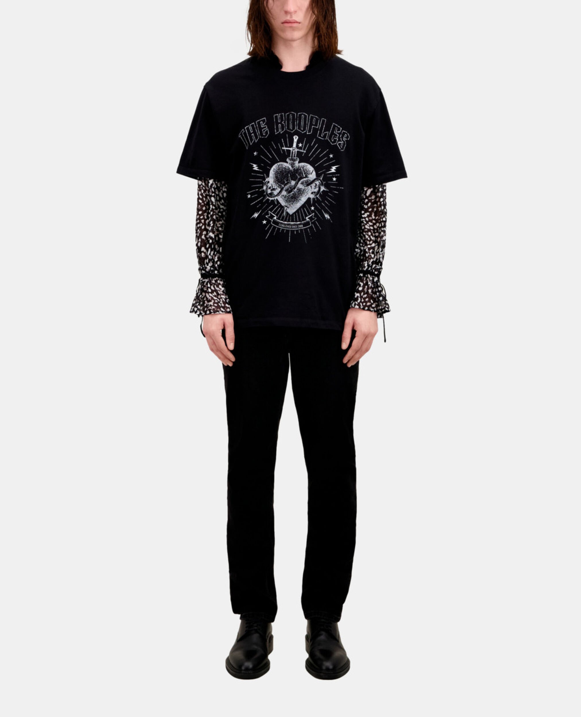 Schwarzes T-Shirt Herren mit Siebdruck, BLACK WASHED, hi-res image number null