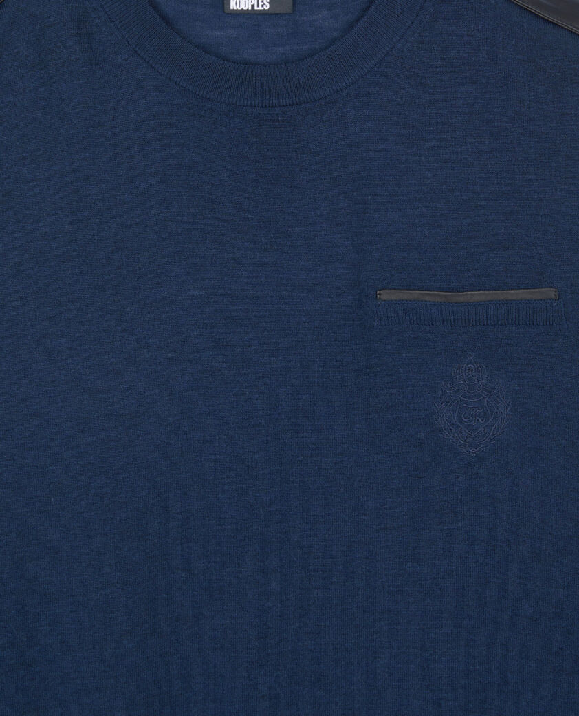 The Kooples HERREN DARK BLUE blauer pullover aus merinowolle