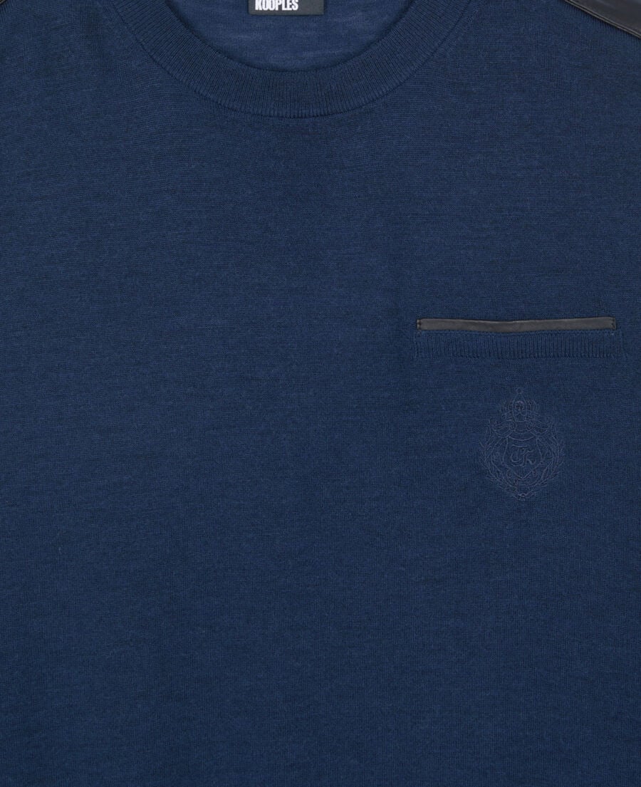 The Kooples HOMME DARK BLUE pull en laine mérinos bleue