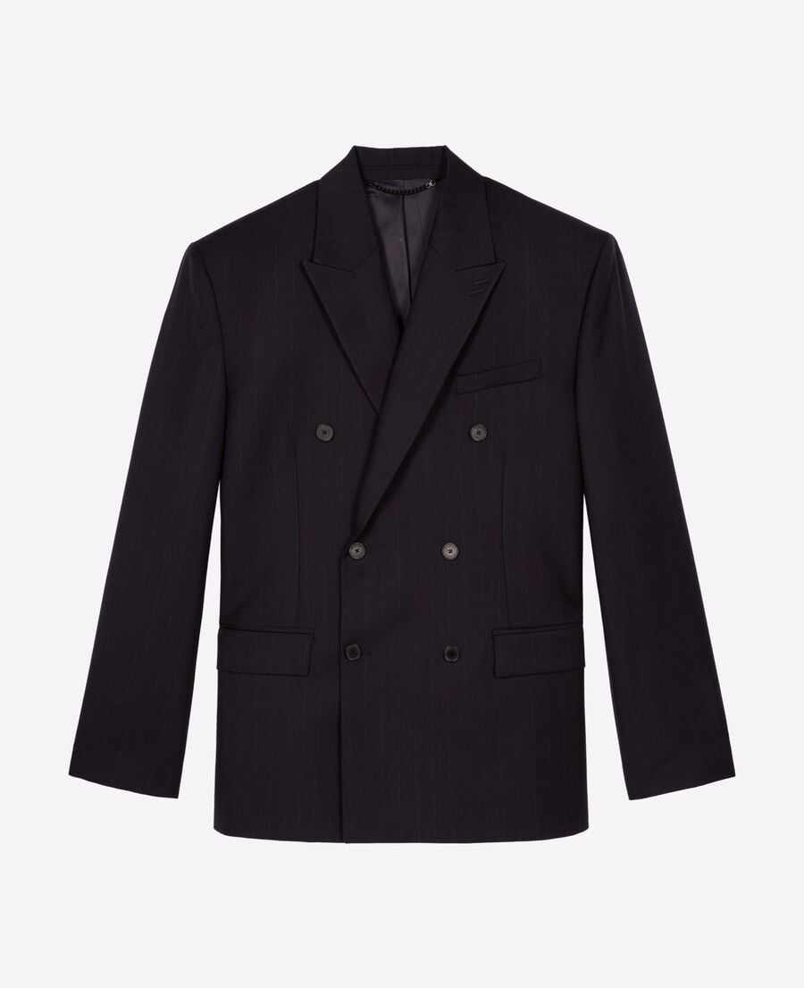 The Kooples MEN NAVY-RED navy pinstripe double-breasted suit jacket