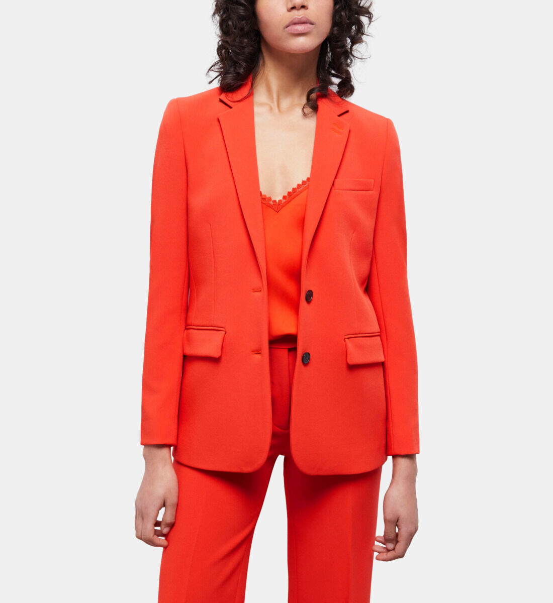 Veste tailleur orange en crepe