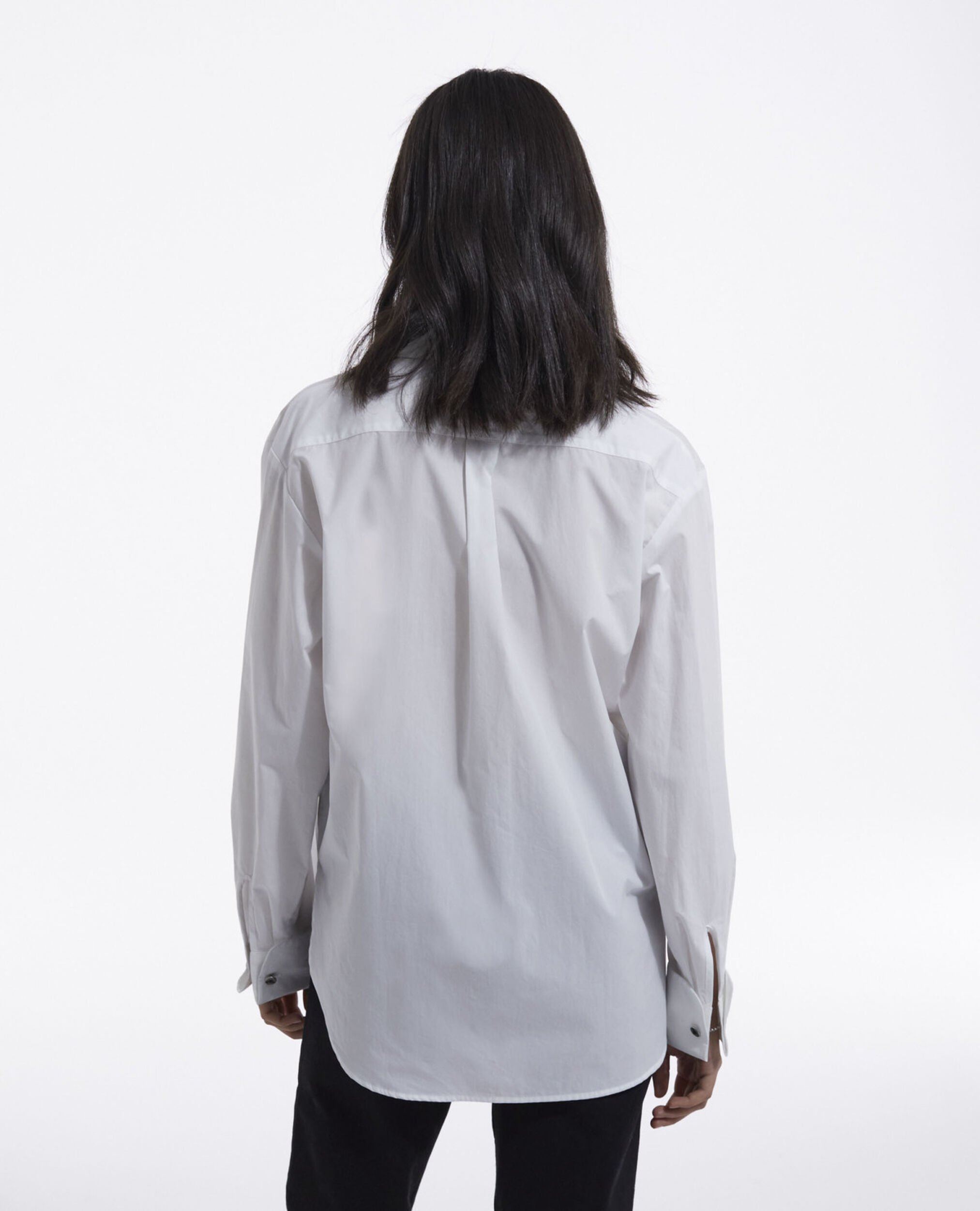 Camisa amplia blanca con botones de presión, WHITE, hi-res image number null