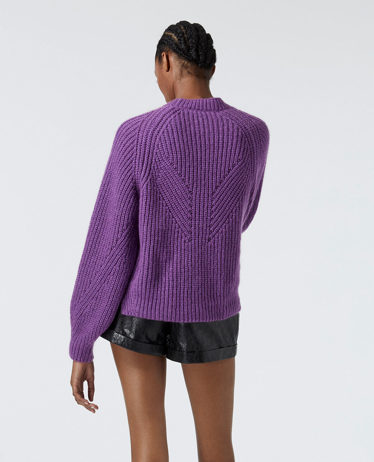 Knit purple sweater with puffed sleeves The Kooples