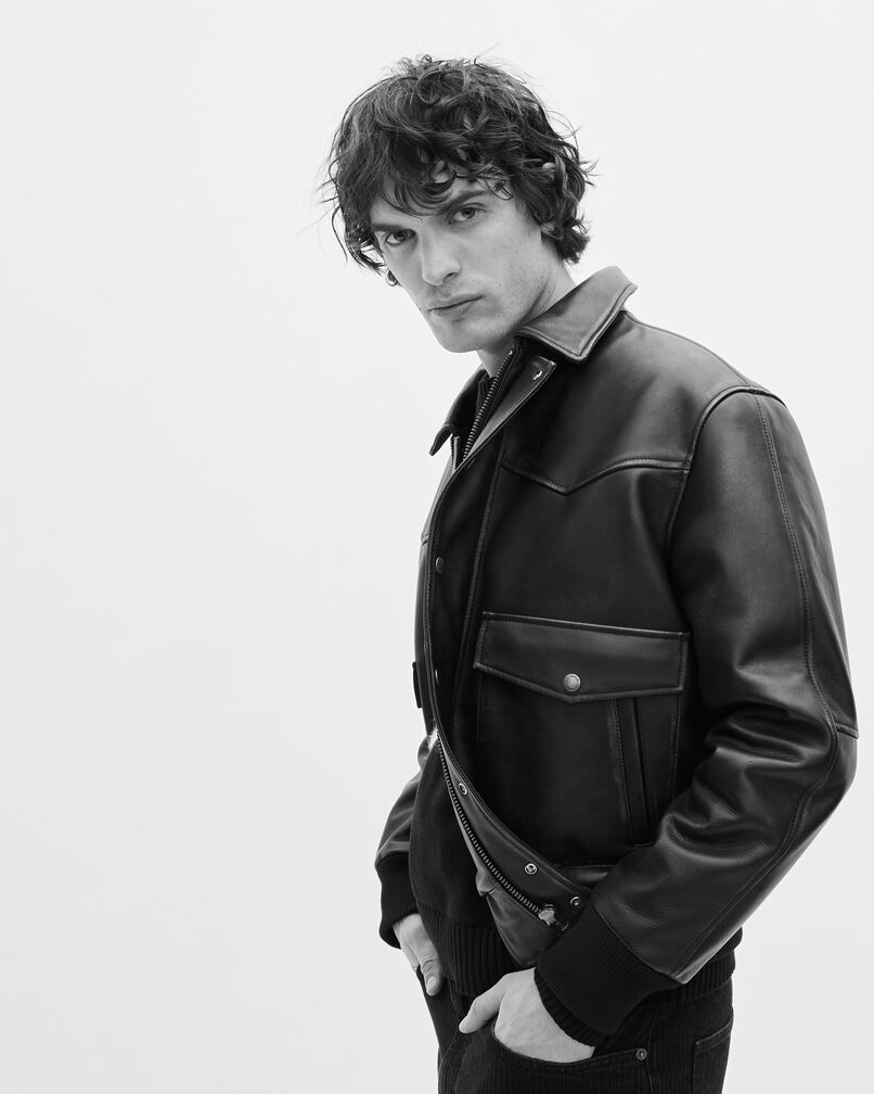 The Kooples MEN DARK BROWN brown leather jacket