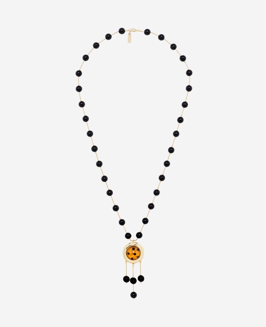 The Kooples FEMME GOLD collier perles et pendentif noir