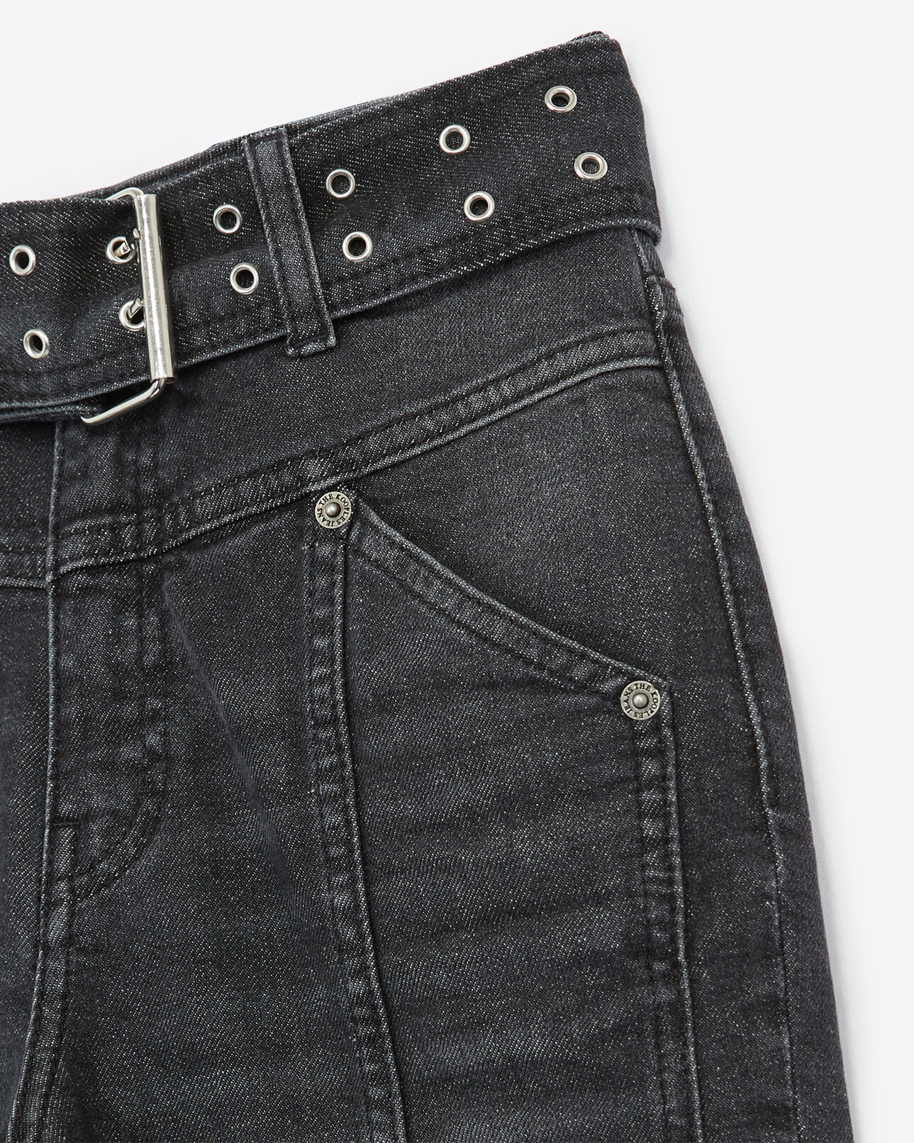 The Kooples FEMME BLACK WASHED jean noir délavé boutons apparents