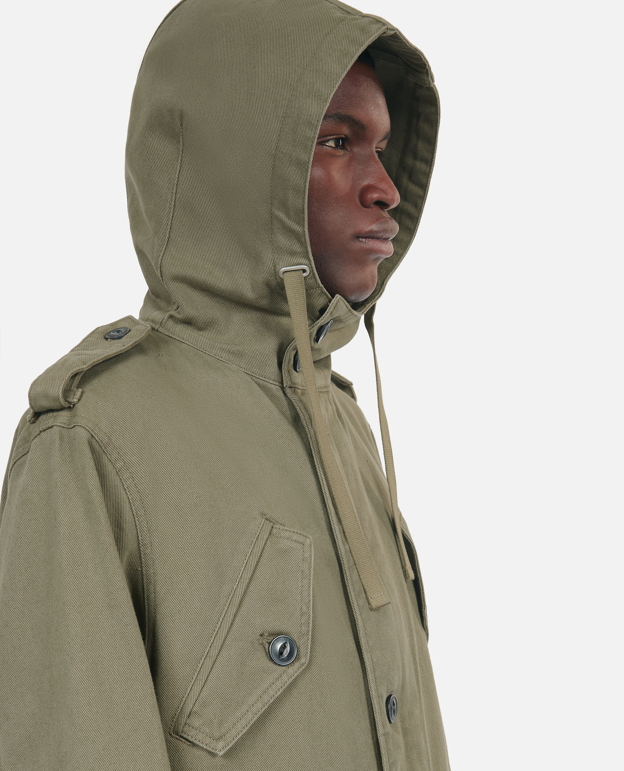Khaki hooded parka discount