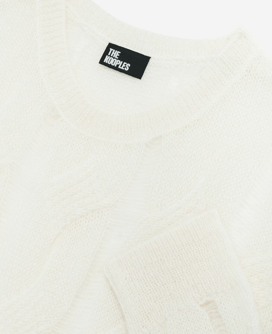 The Kooples FEMME ECRU pull à torsades en laine mélangée écru
