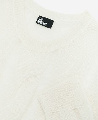 The Kooples FEMME ECRU pull à torsades en laine mélangée écru