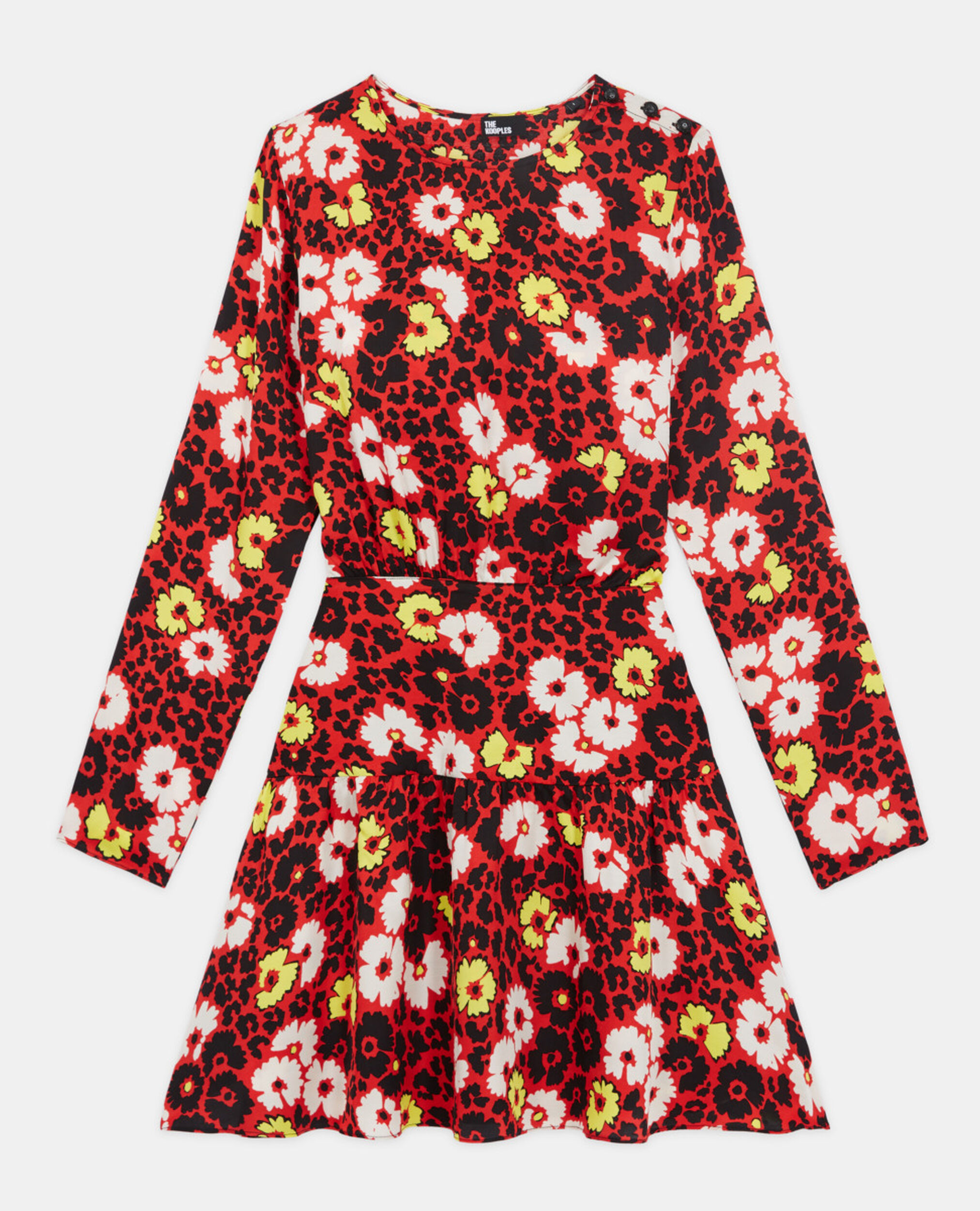 Kurzes Kleid mit Blumenprint, RED / YELLOW, hi-res image number null
