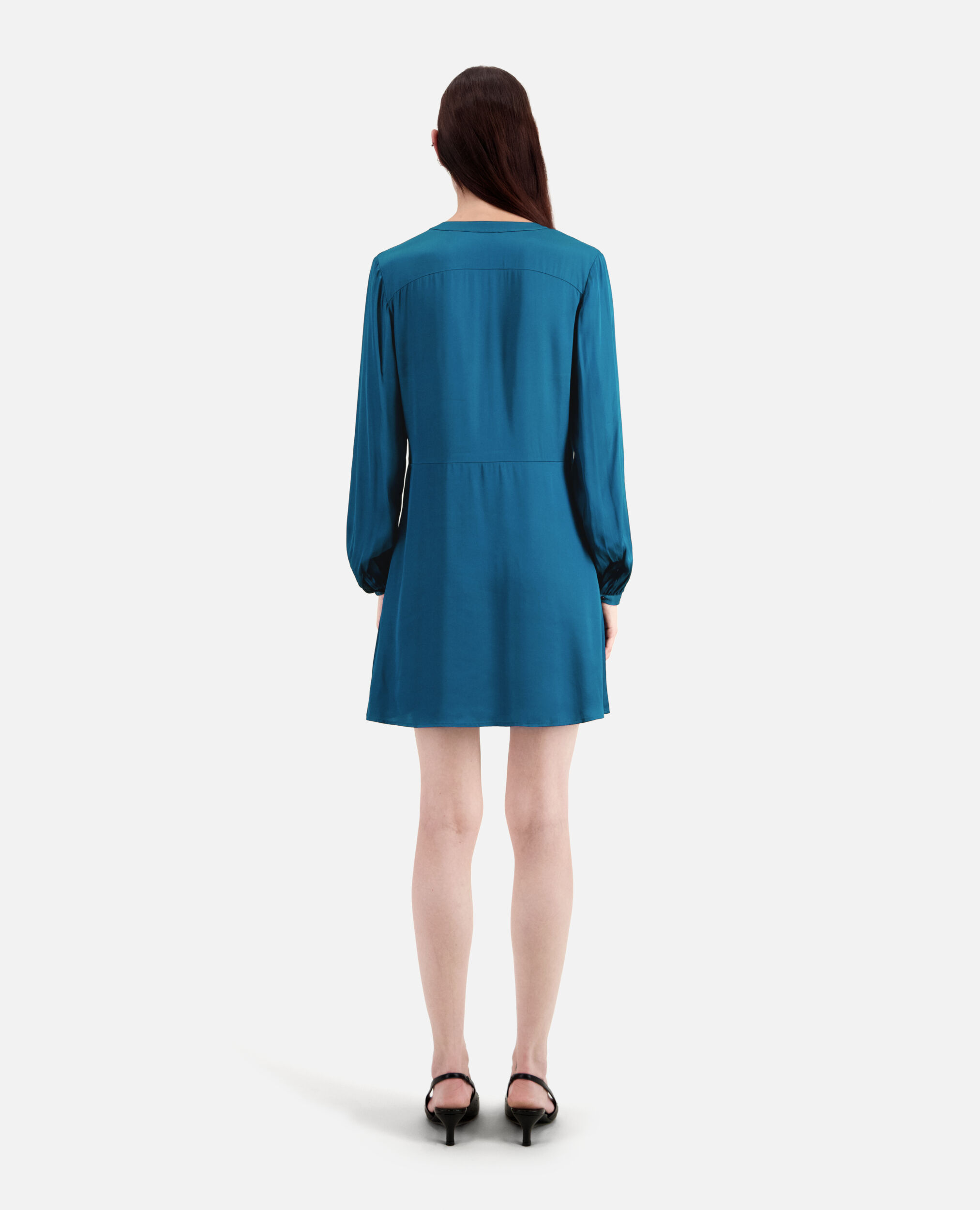 Vestido corto azul plisado, MEDIUM BLUE, hi-res image number null
