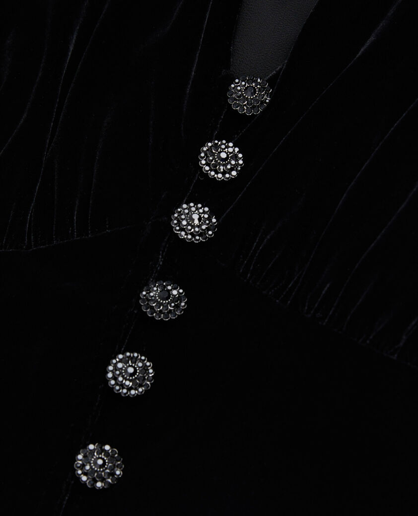 The Kooples FEMME BLACK robe longue en velours noir