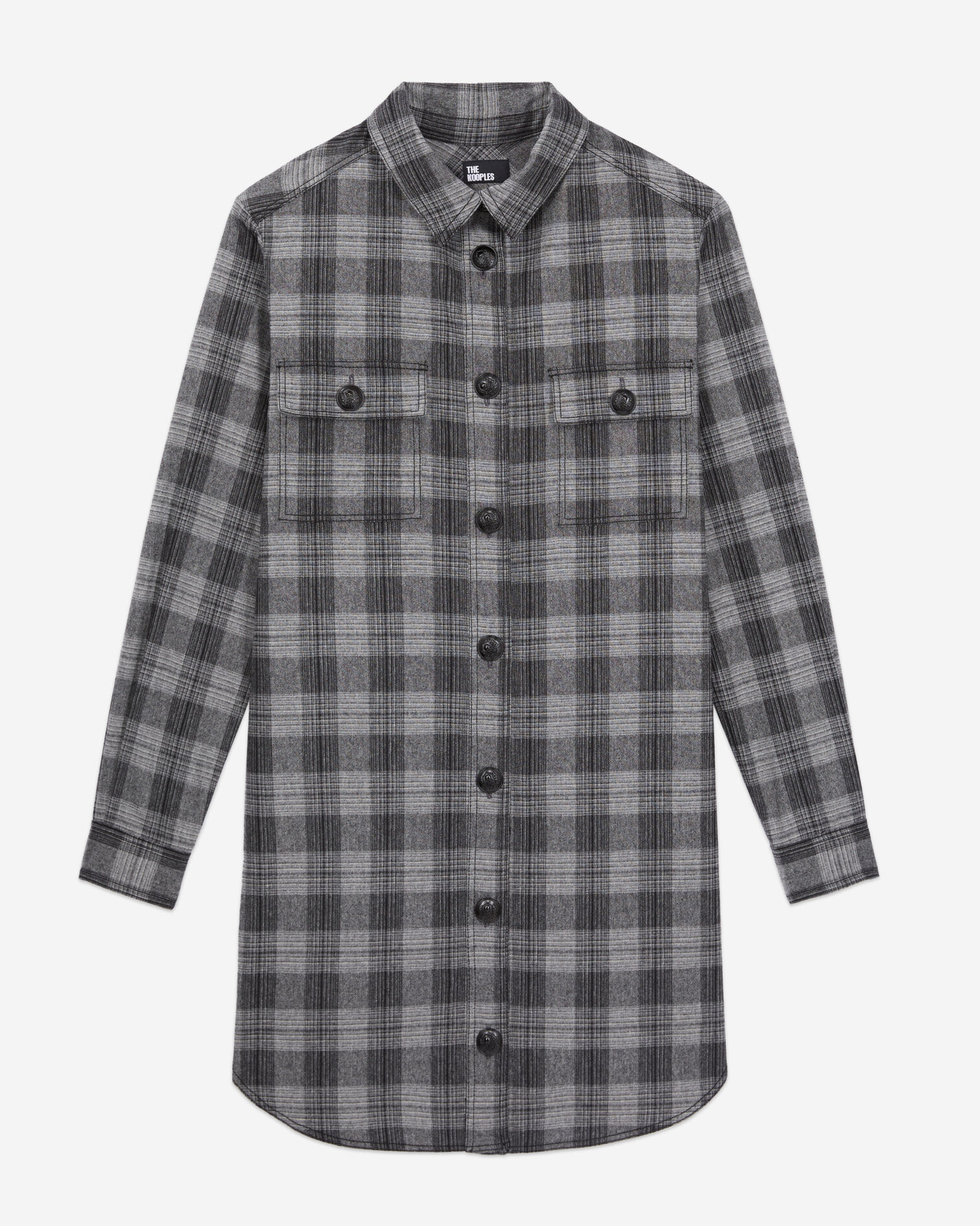 Robe chemise courte à carreaux gris, GREY BLACK, hi-res image number null