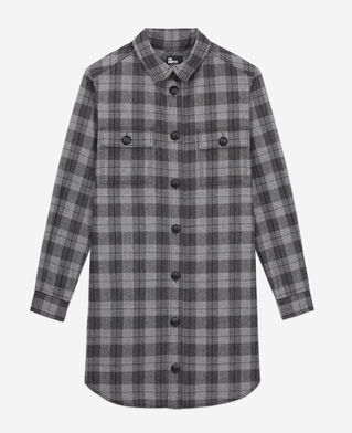 The Kooples WOMEN GREY BLACK short grey checkered shirt dress