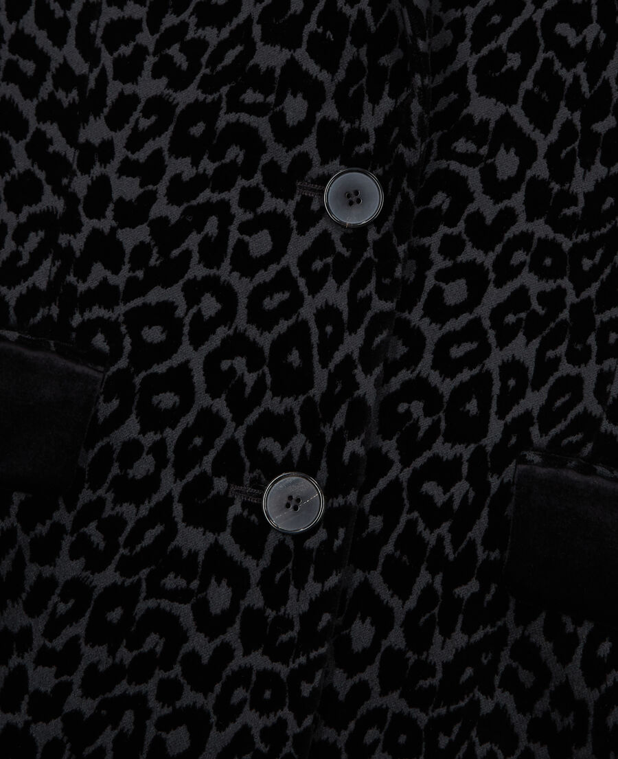 veste de costume en velours léopard noire