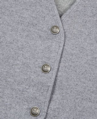 The Kooples FEMME GREY MELANGE gilet en laine avec la&ccedil;age gris