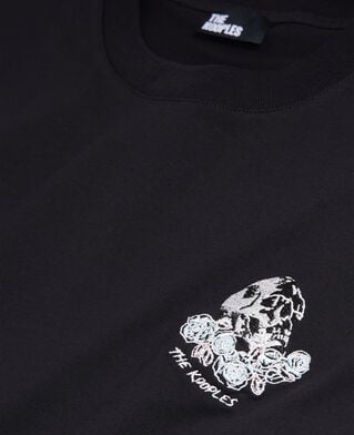 The Kooples H BLACK men's black t-shirt with vintage skull embroidery
