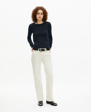The Kooples F NAVY round-neck sweater in navy merino wool