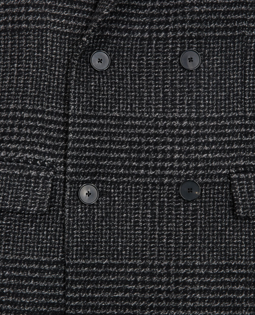 The Kooples HOMME DARK GREY manteau long en laine à carreaux